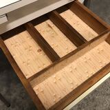 Off-white formica table / 70s cream with a tapered foot drawer