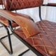 Set of 4 Vintage Quilted Leather Dining Chairs: Black Metal Base