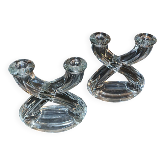 Pair of crystal candlesticks