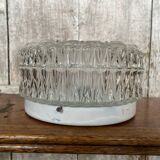 Antique Ceiling Light Sconce Molded Glass + Metal Support 70s Vintage #B793