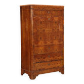 Biedermeier secretary in walnut burl, Austria, 19th century.