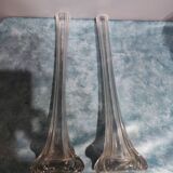 Paire de vases soliflores en verre ciselé vintage