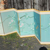 Screen chinese painted birds on branches