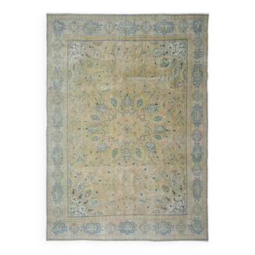 1970s Vintage Persian Handknotted Wool Green Oversize Area Rug 276x400