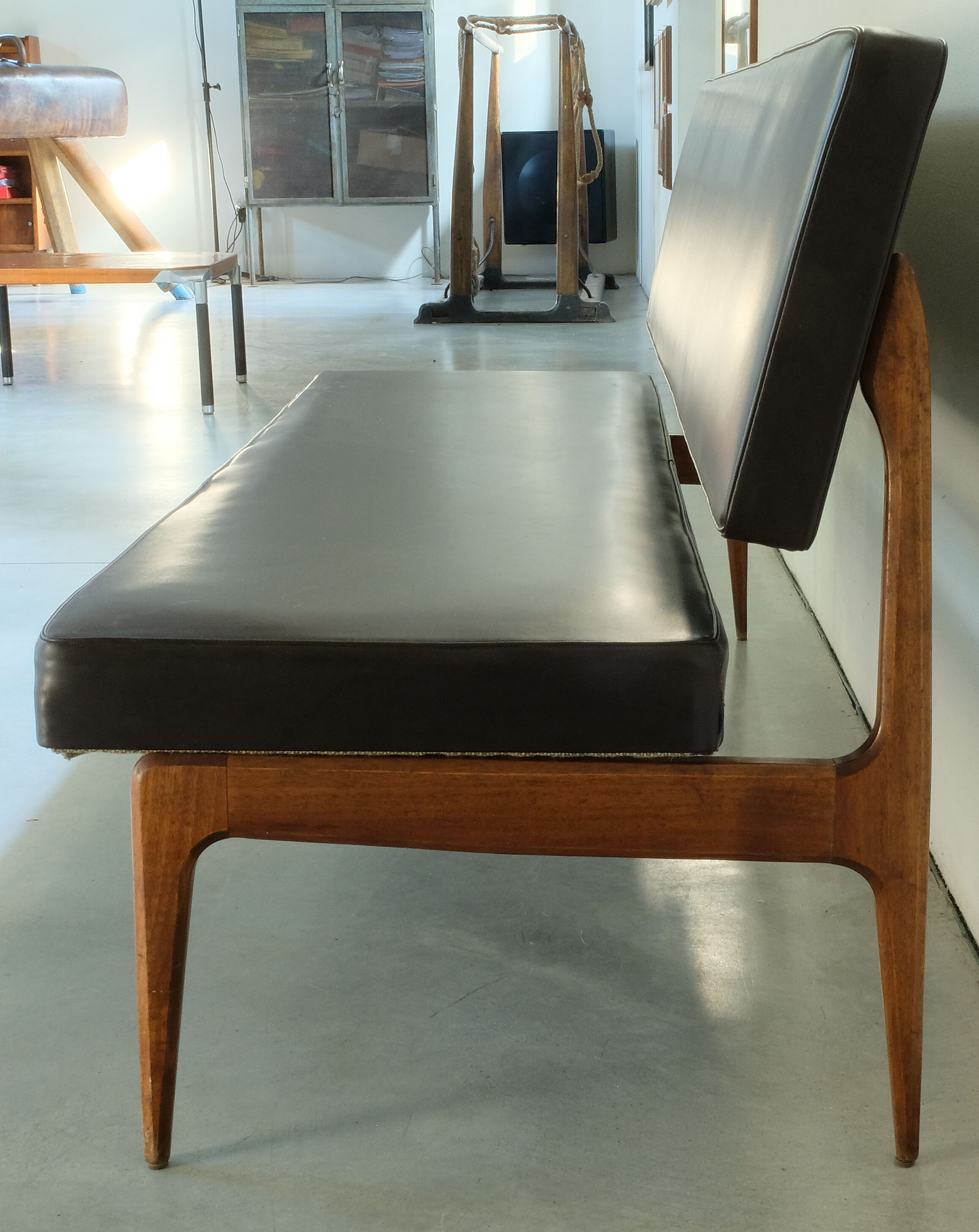 Sofa by Anonima Castelli in teak and skai, 1950s