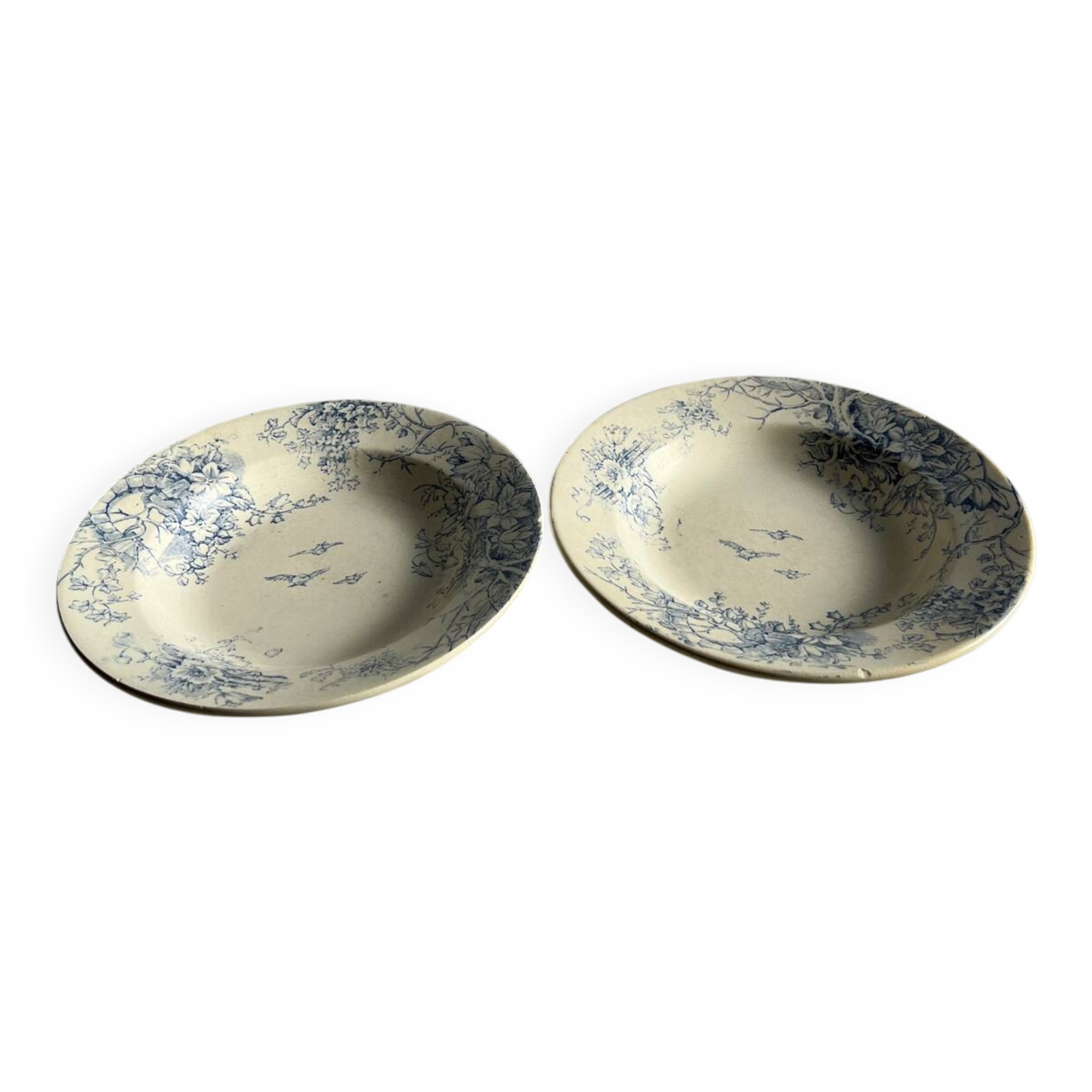 Lot de 2 assiettes creuses décors floral