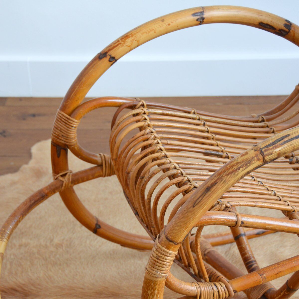 Rattan rocking chair Rohe Noordwolde 50s / 60s