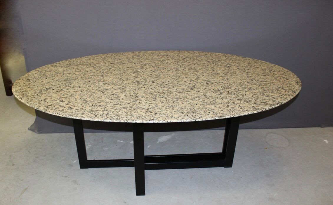 Design table in granite and black laqué steel around 1980