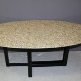 Design table in granite and black laqué steel around 1980