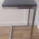 Contemporary C design side table — Heavy chrome steel and top