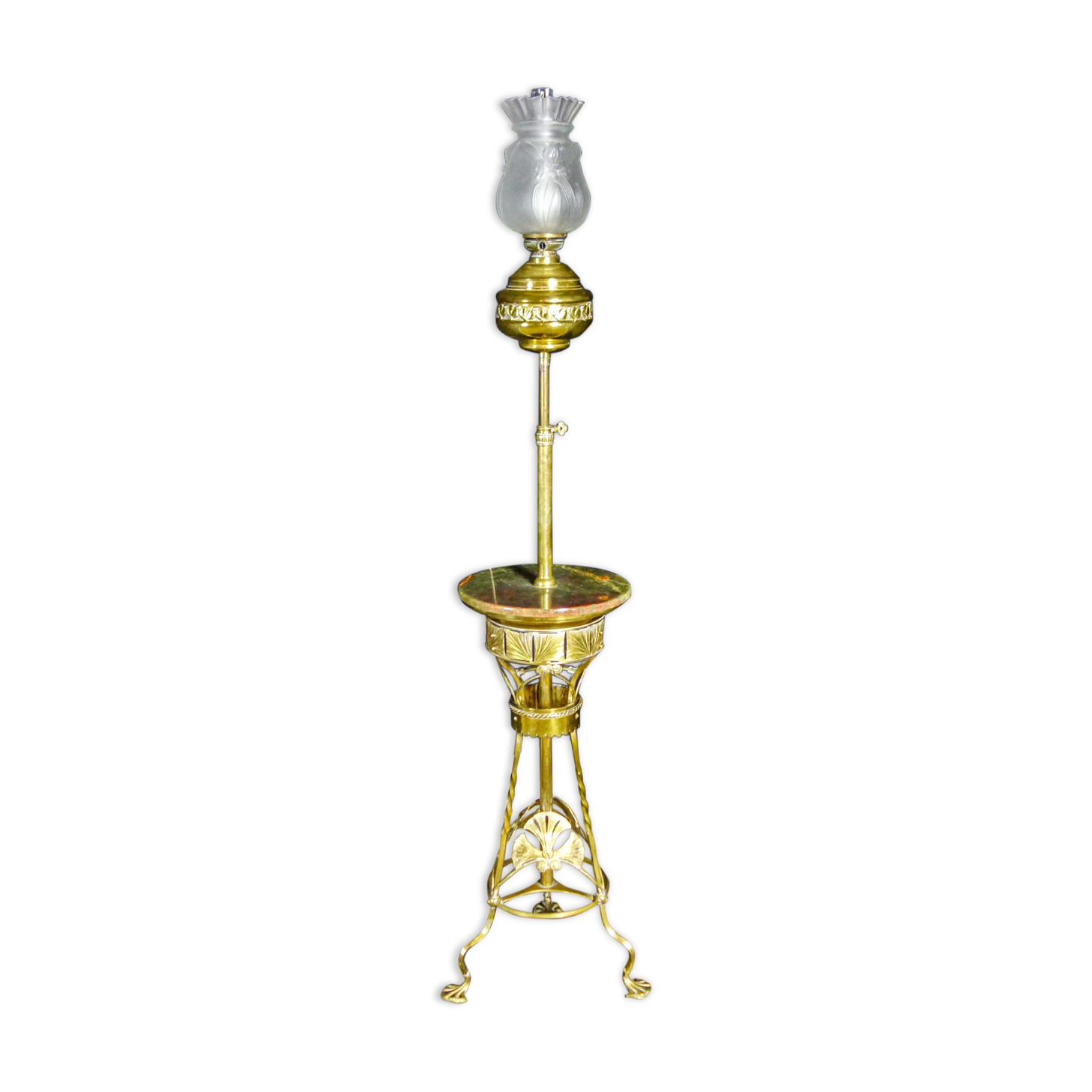 Art nouveau floor lamp with alabaster top - gold