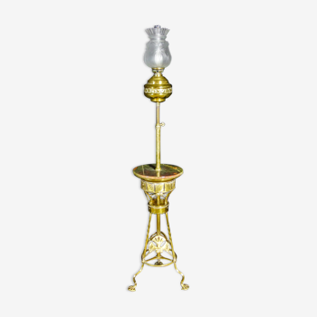 Art nouveau floor lamp with alabaster top - gold