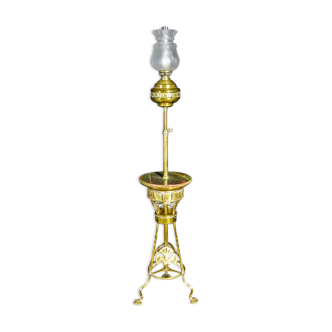 Art nouveau floor lamp with alabaster top - gold