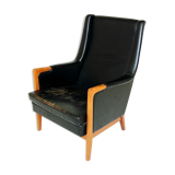 Patinated leather armchair, Sweden, 1960