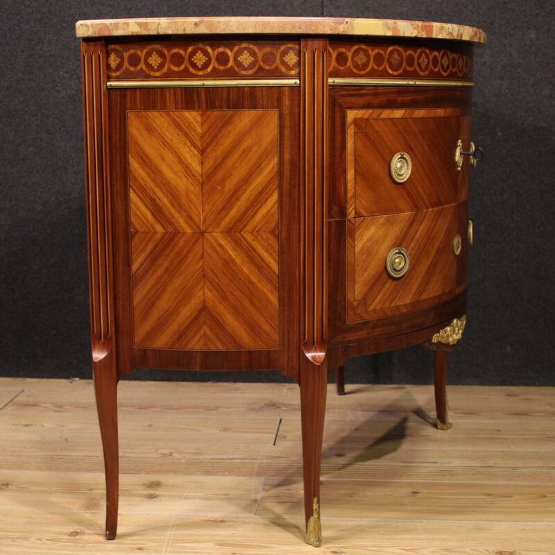 French Louis XVI Style Half-Moon Commode