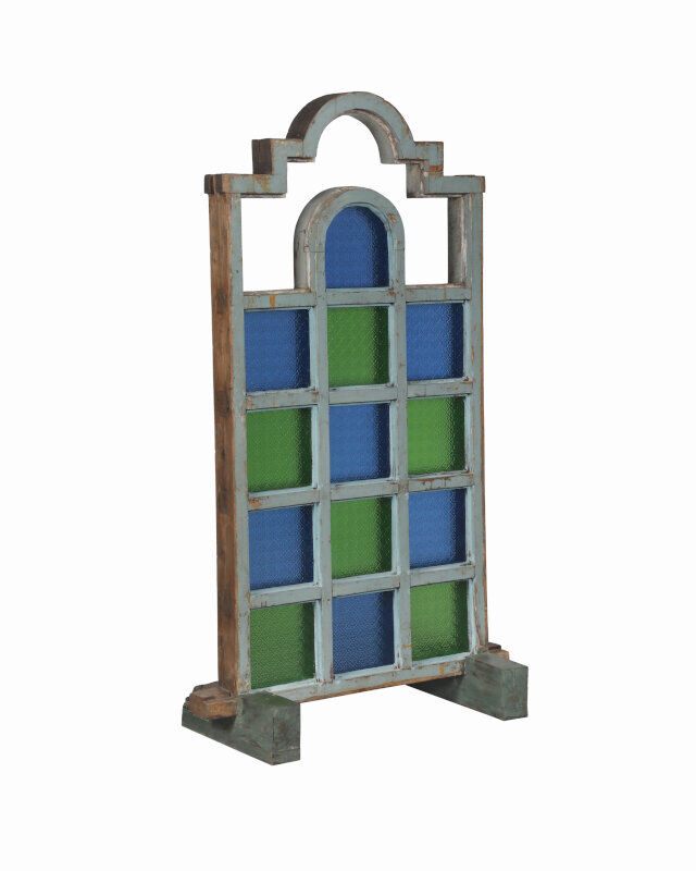 Screen art deco wood and glass colores piece of origin india