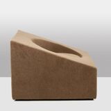 Pair of beige mohair fabric cube armchairs. Contemporary.