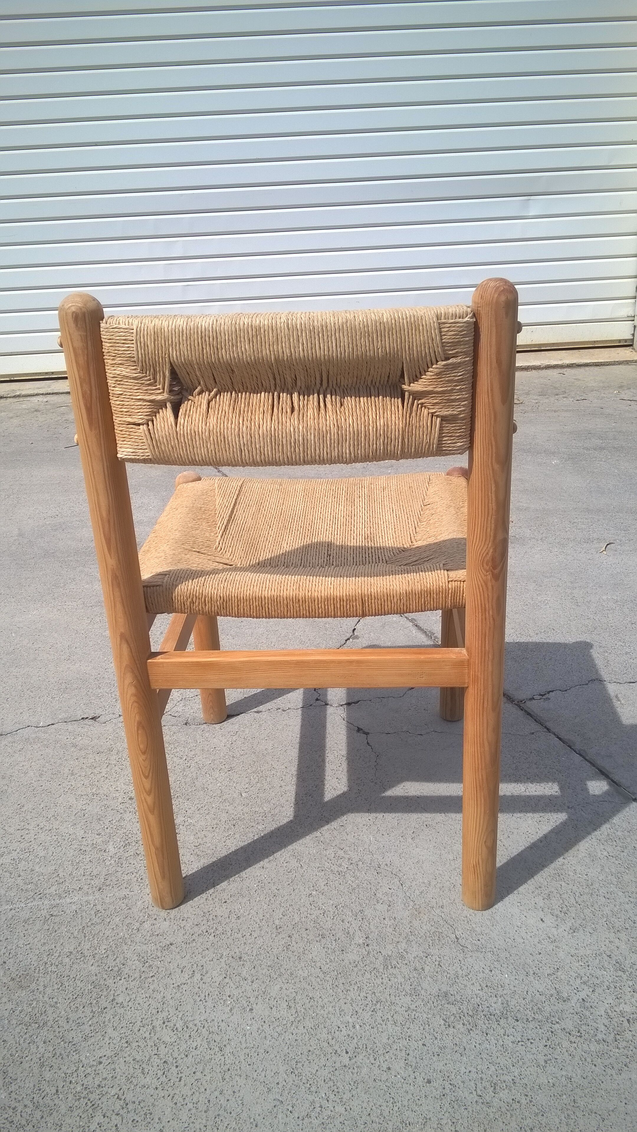 Set of 6 rope and pine chairs