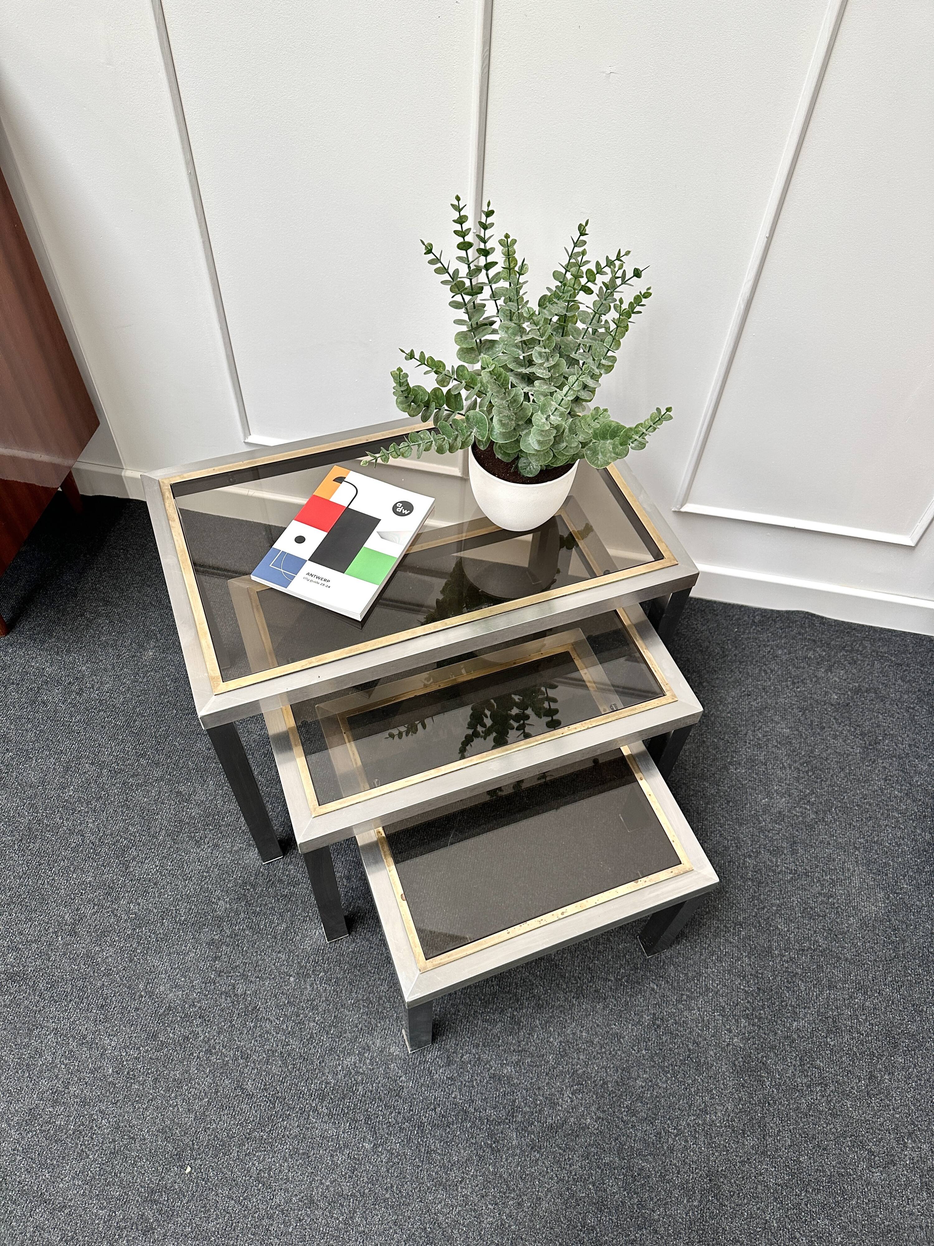 Smoked glass nesting coffee table