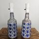Marianne Starck. Set of 2 table lamps Bornholm pottery by Michael Andersen, Denmark, Persian crackle glaze, 1960s.