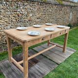 Farmhouse table with 2 drawers in solid beech
