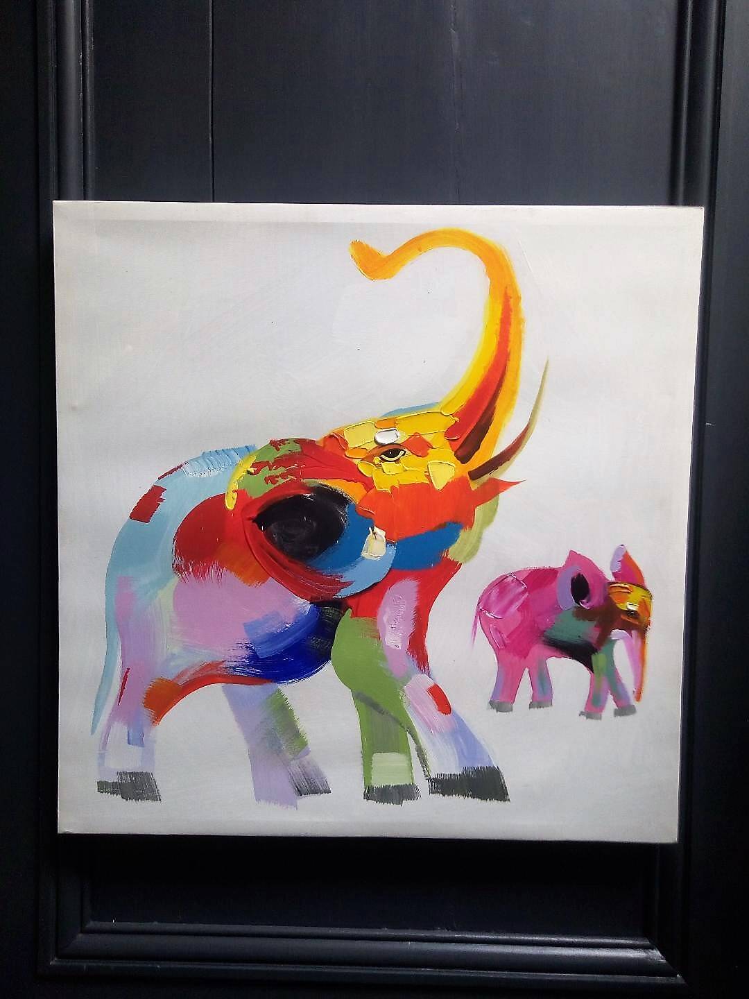 Oil on canvas elephant 58 cm x 58 cm