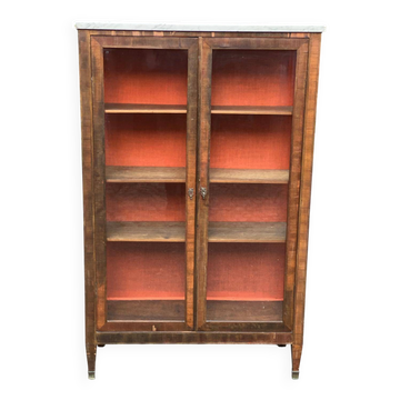 Vitrine Louis XVI en bois et marbre du 19ème