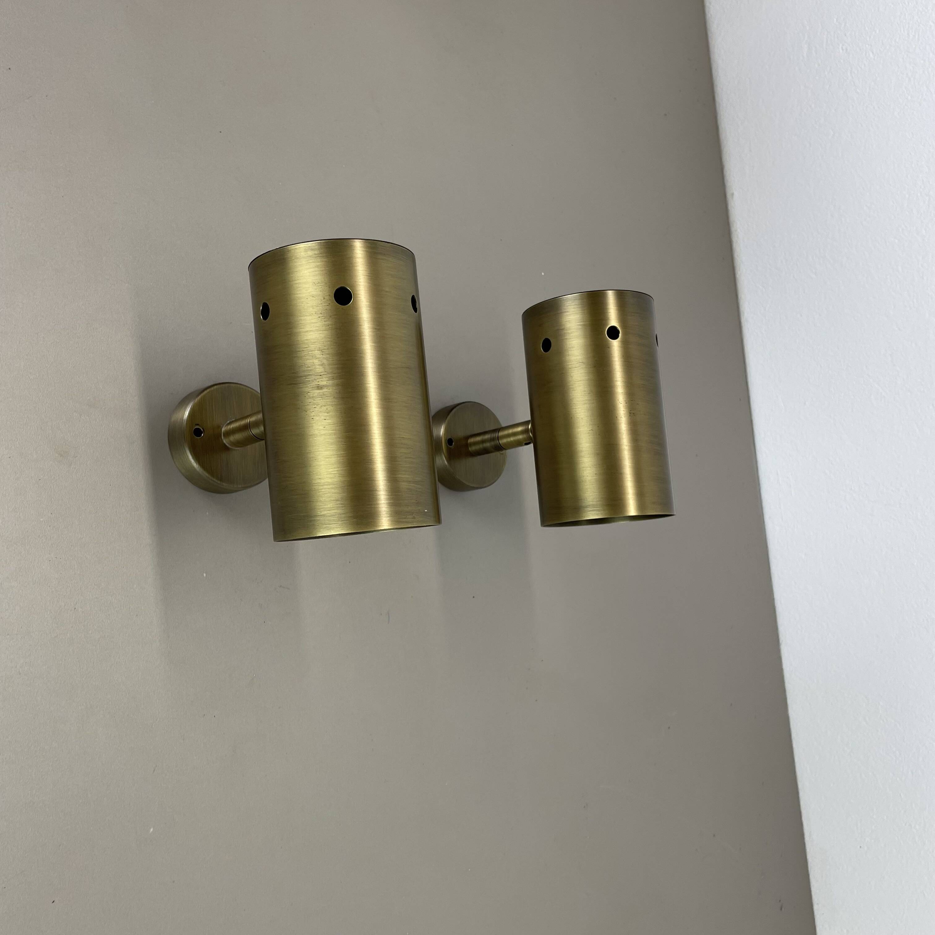 set of 2 minimalist Brass hole pattern "downlight" wall Light Spots, Italy