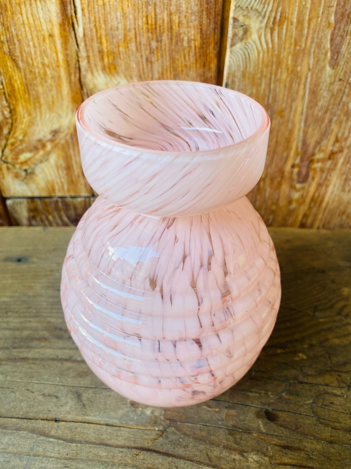 Clichy pink Art Deco glass vase