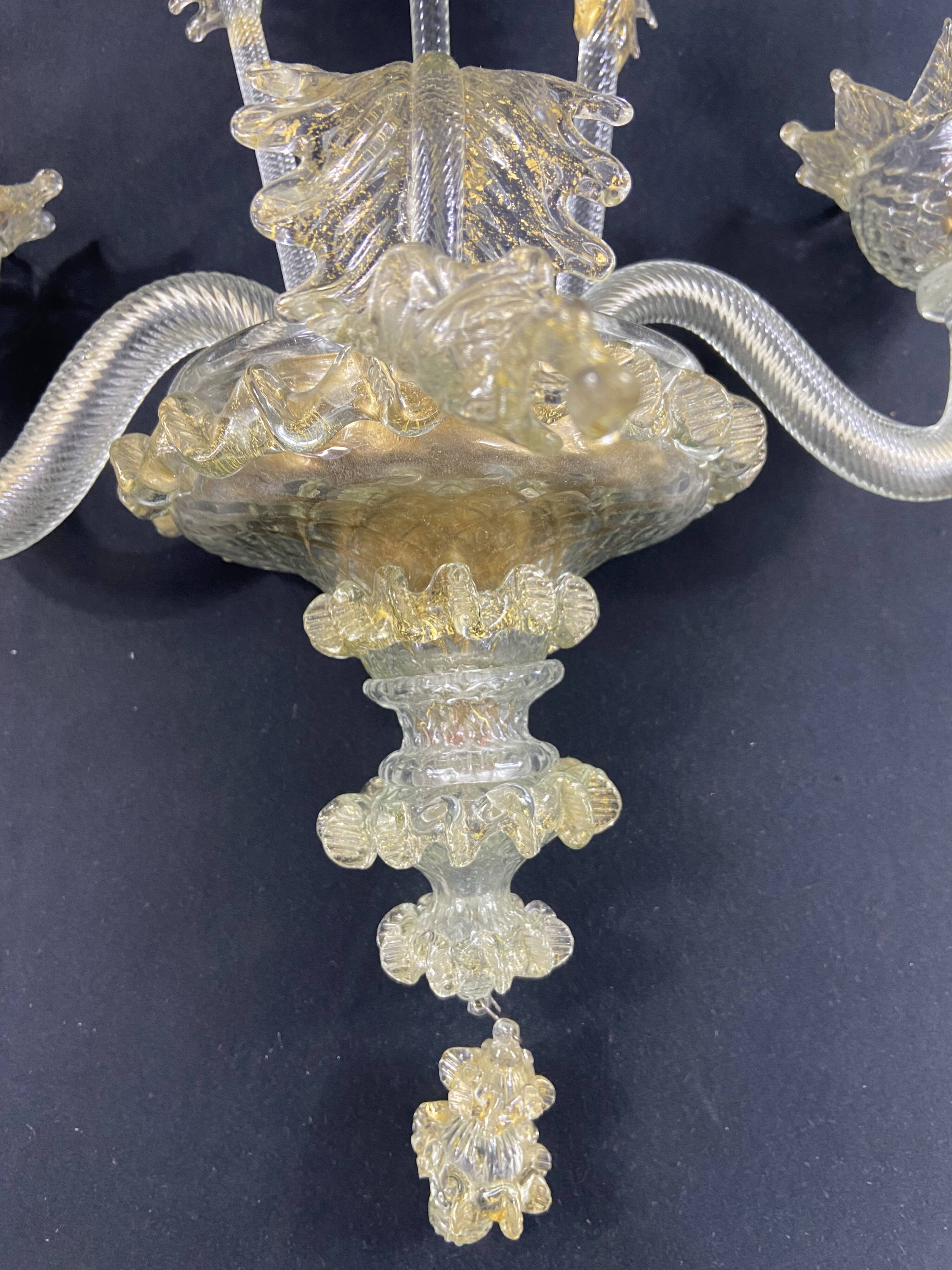 Large two-light wall lamp in Murano glass Venice