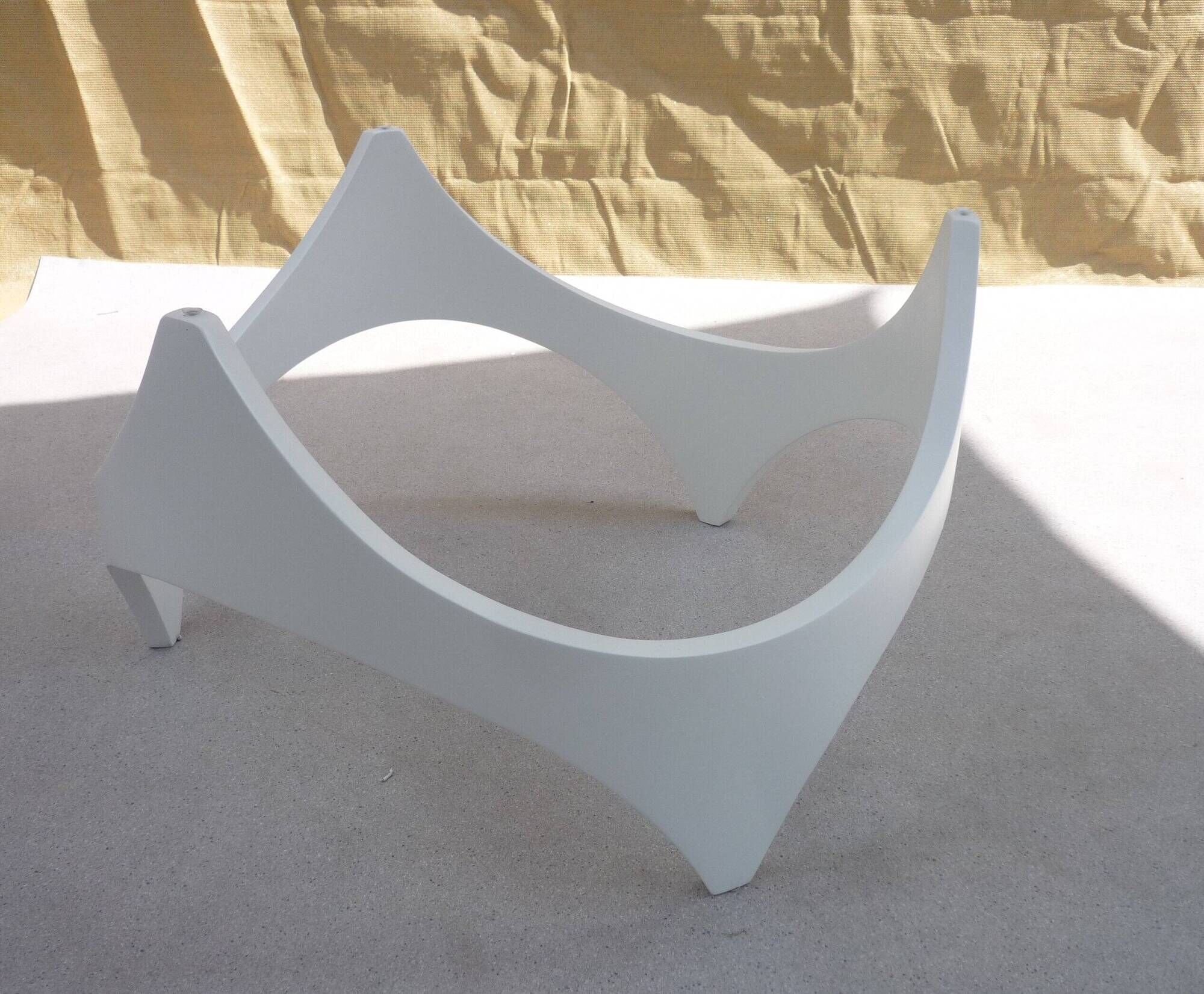 Coffee table space age wood and glass