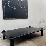 Brutalist black stained wood coffee table