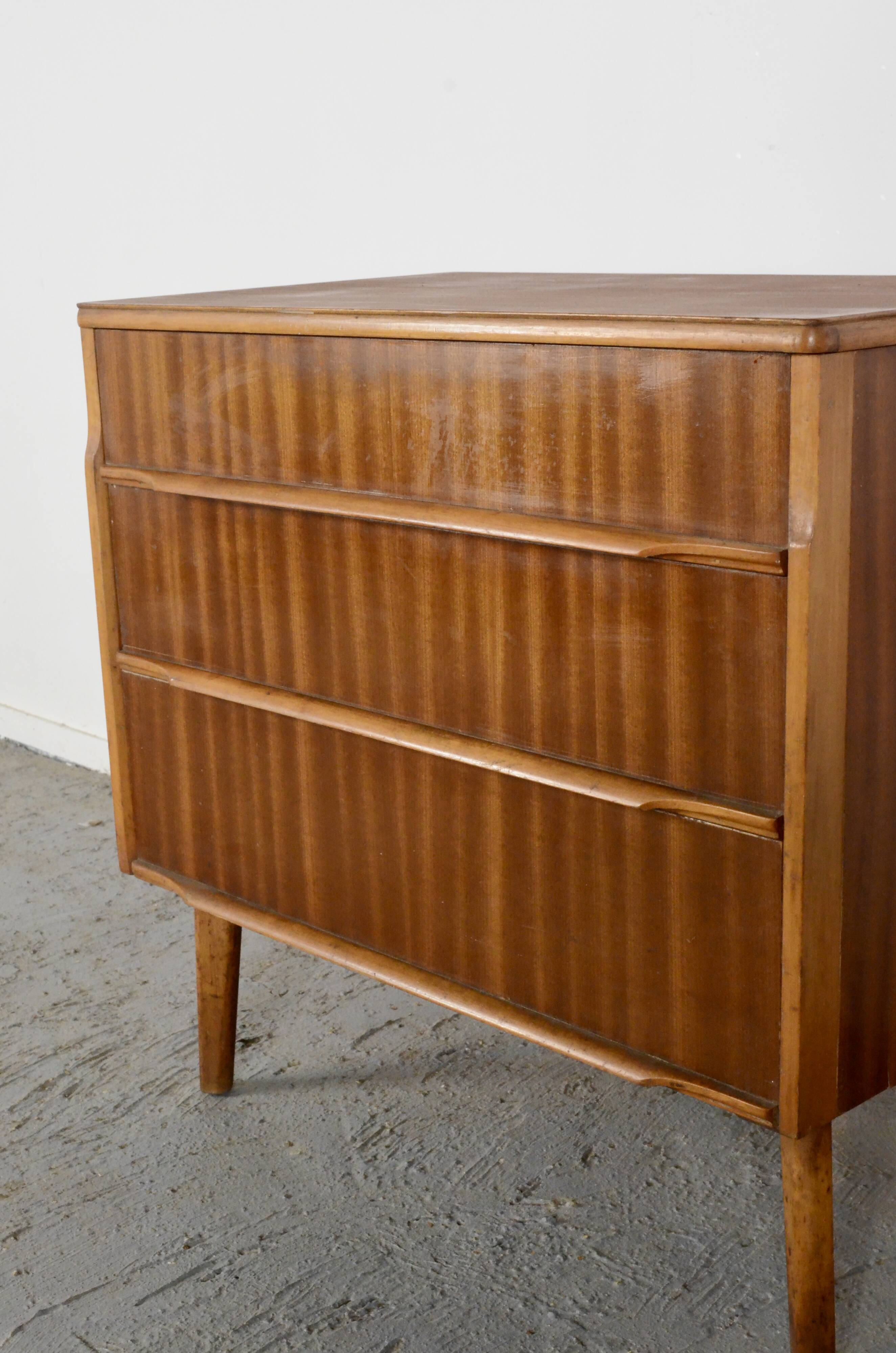 Vintage Midcentury Satinwood Chest Of Drawers / Tallboy. Delivery. Modern /