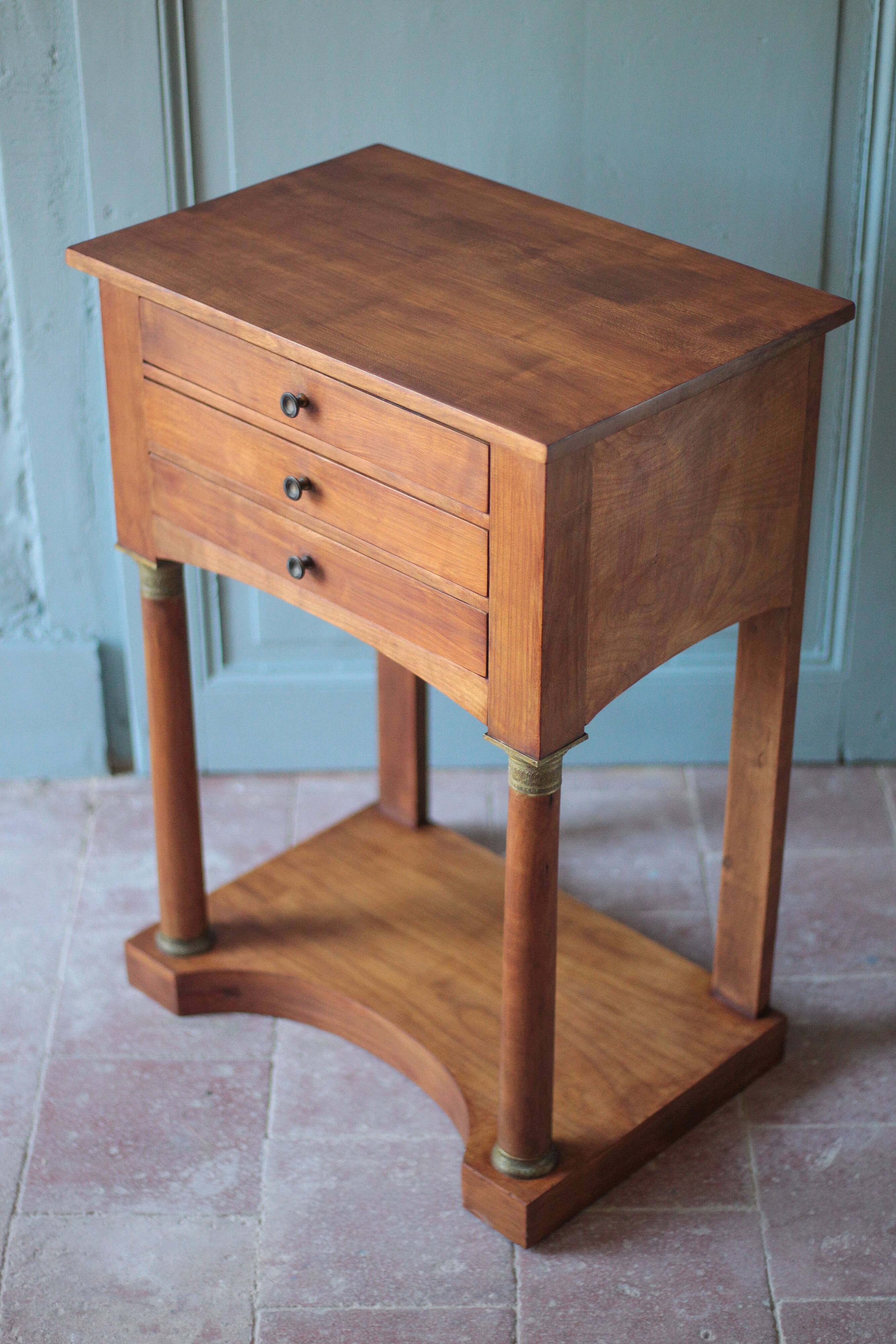 Bedside table or console in Empire style, drawer unit, end table.