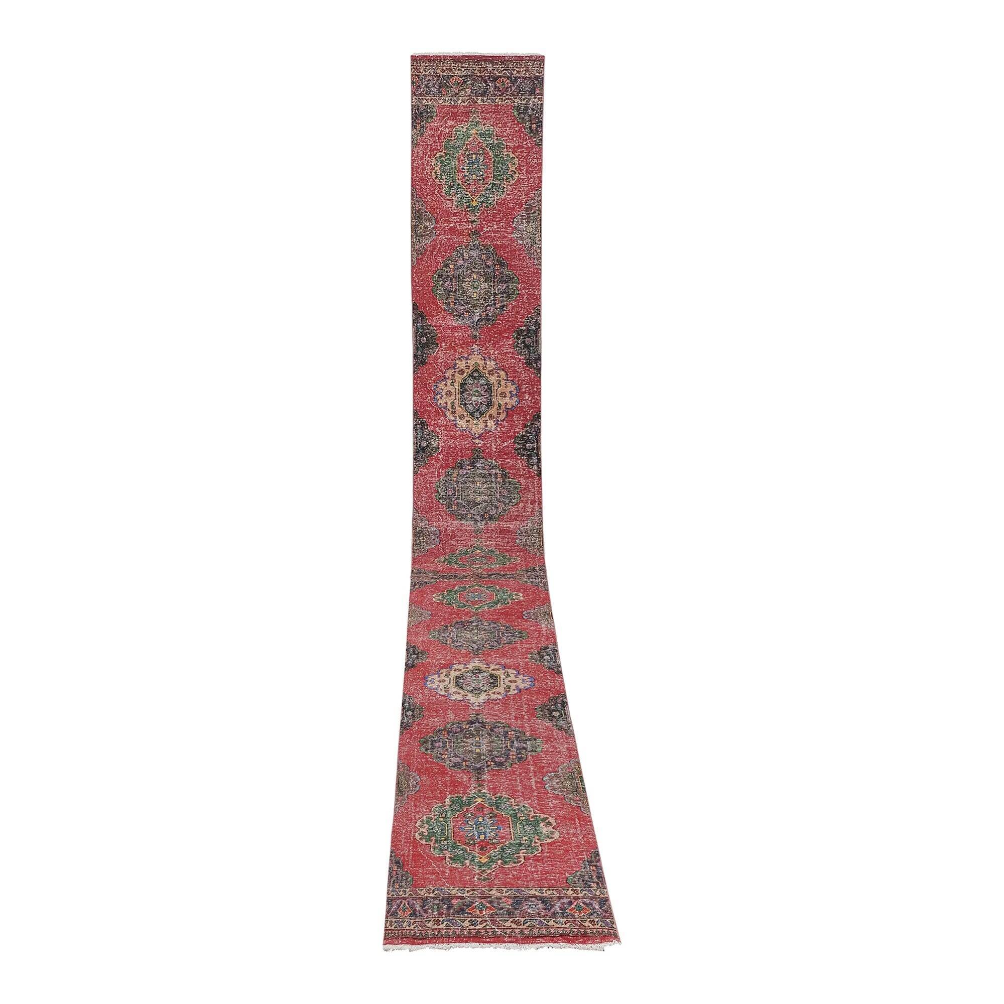 Vintage Turkish hallway rug 81x730 cm