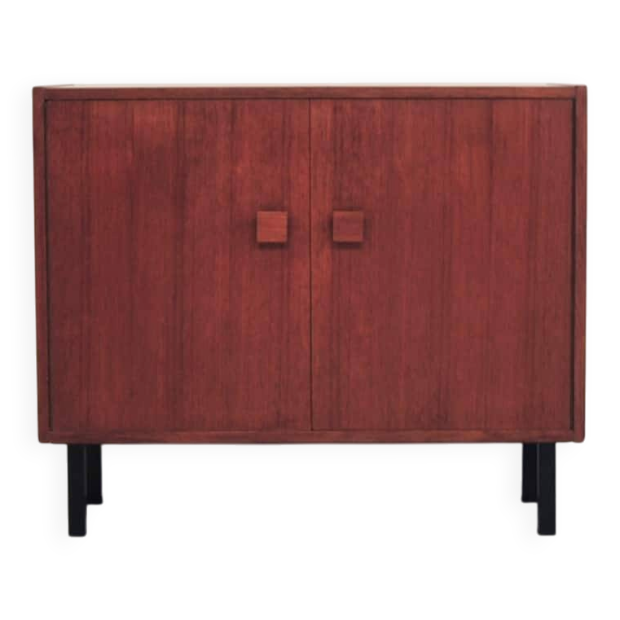 Cabinet en teck vintage avec poignées carrées