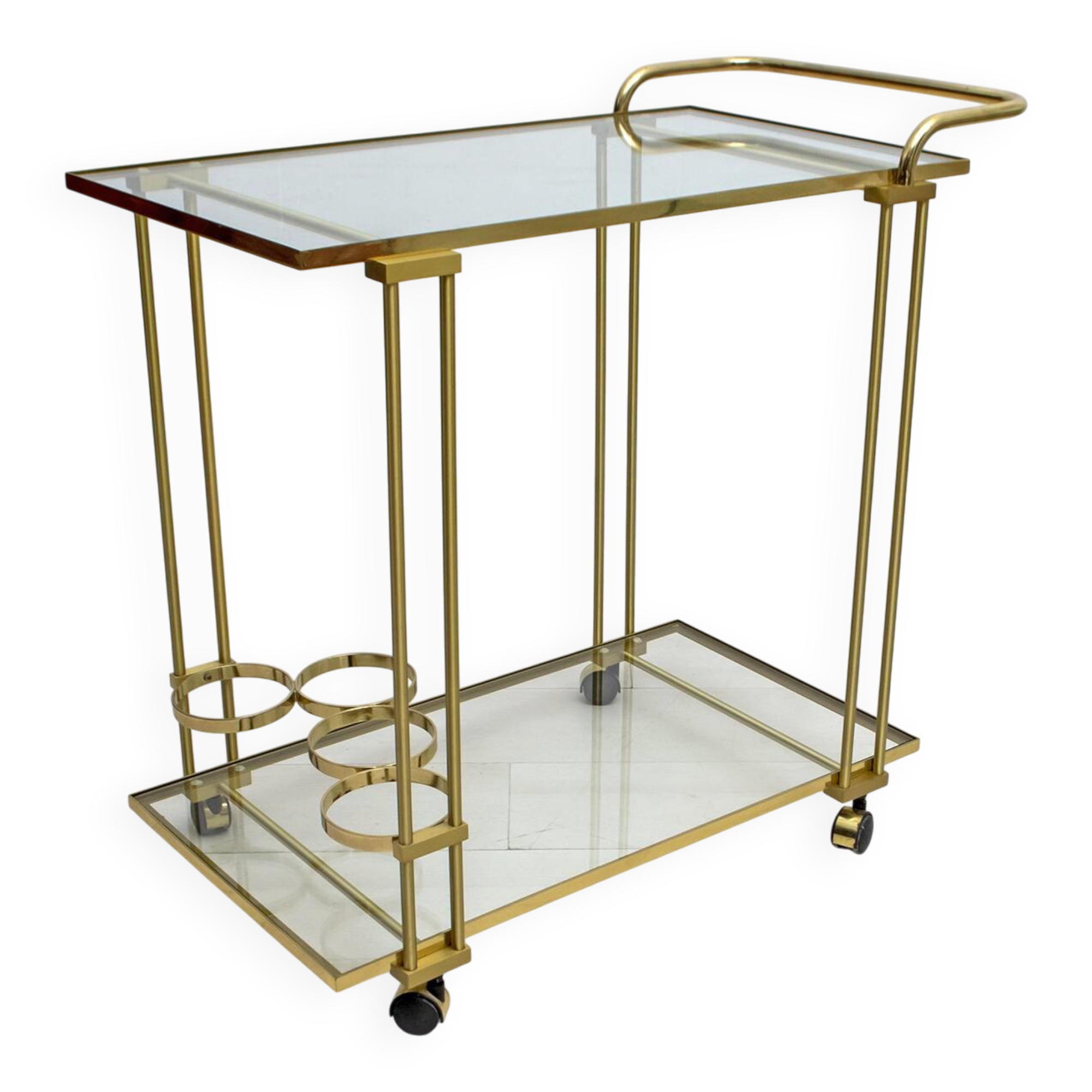 Mid-Century Modern Italian Brass Bar Cart, 1970s