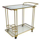 Chariot de bar italien en laiton de style moderne du milieu du siècle, années 1970