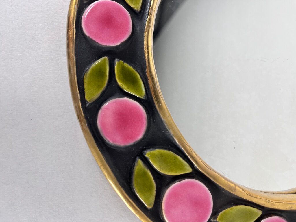 Round mirror Mithé Espelt vintage ceramic 1950