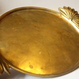 Solid large brass serving tray, vintage from the 1960s