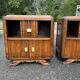 Pair of antique oak bedside tables - Art Deco style with tops