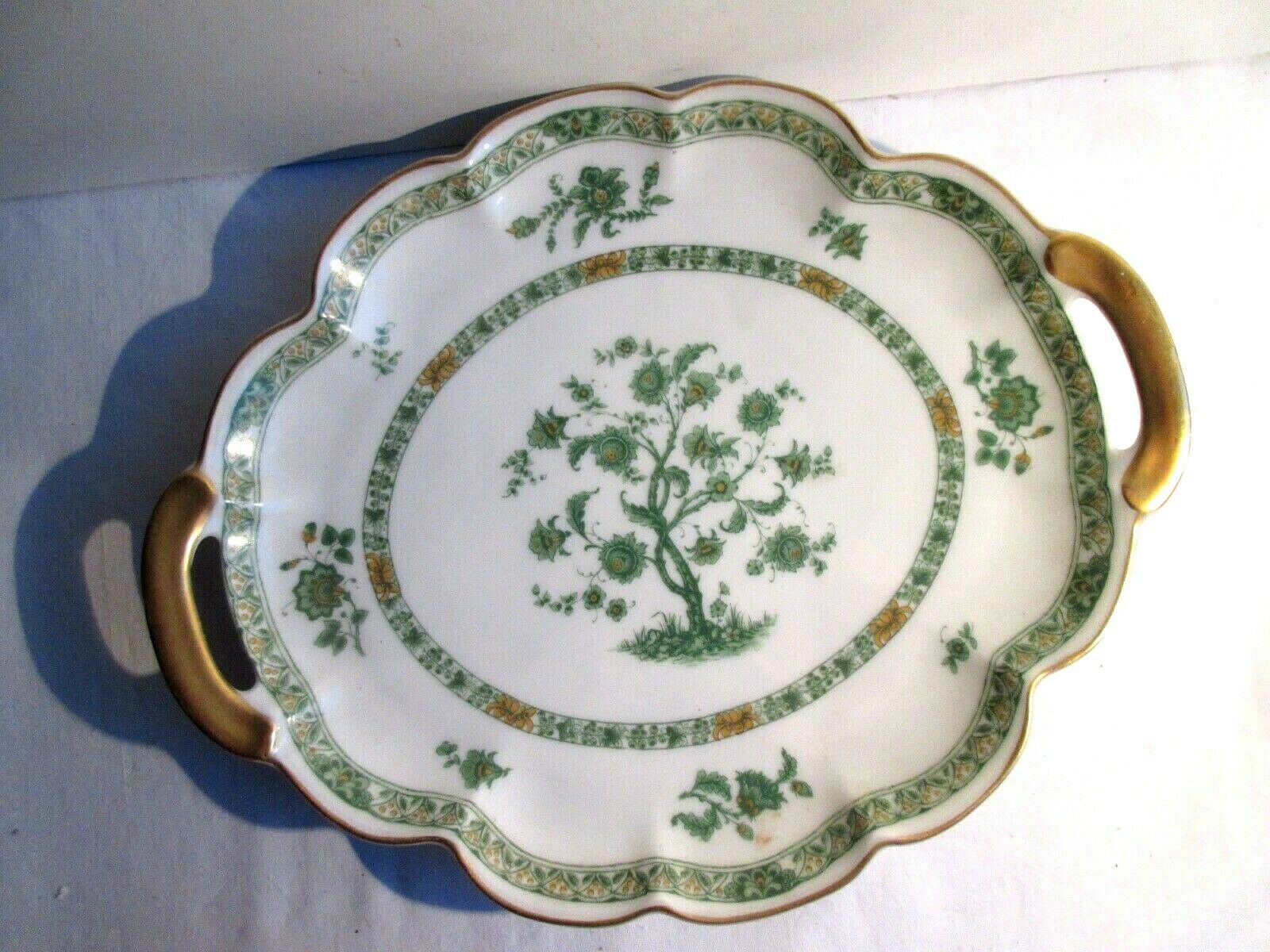 Fine porcelain cake serving 12 plates - 1 dish, signed Th. Haviland Limoges
