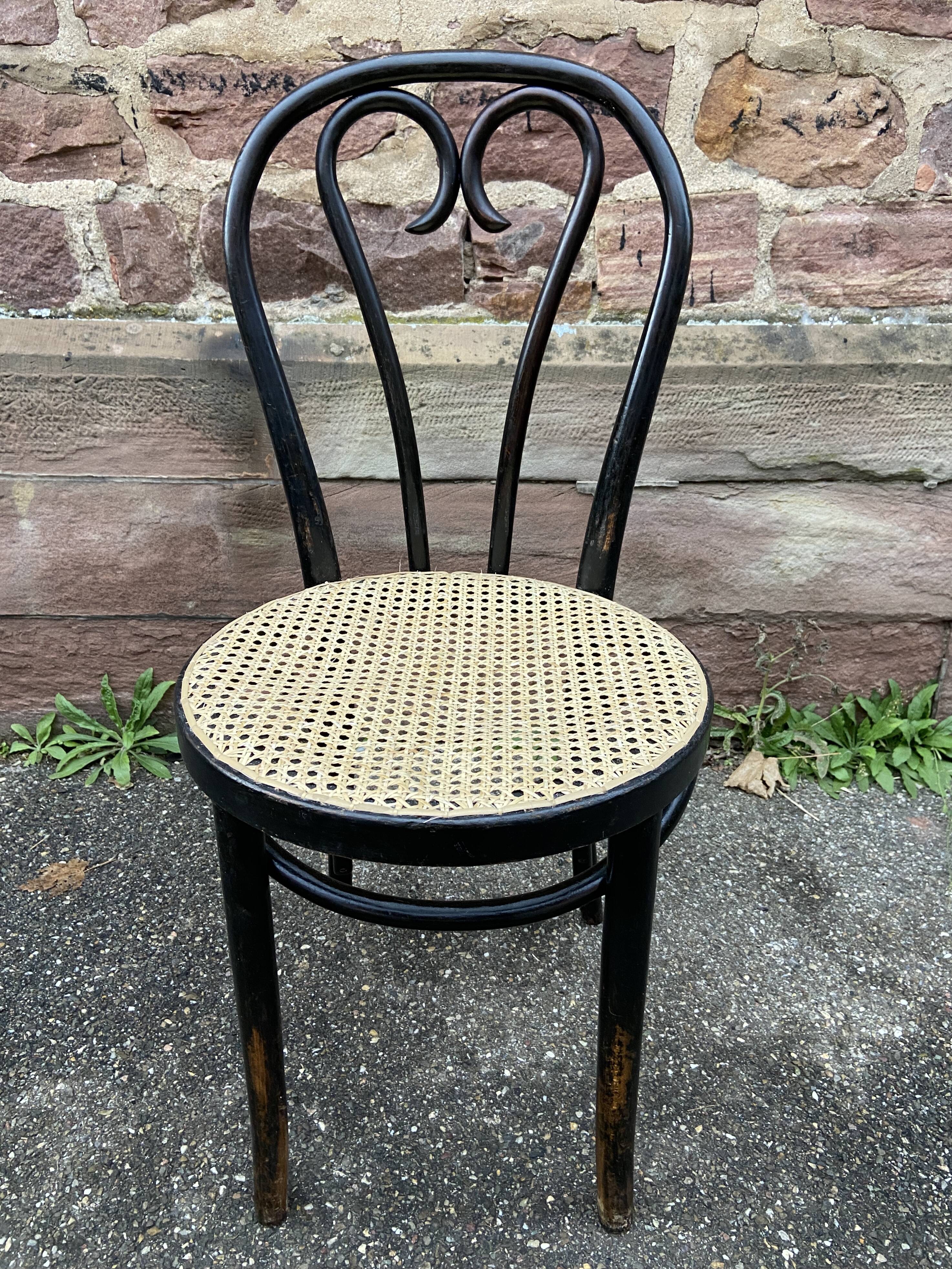 4 Thonet style bistro chairs in blackened curved wood