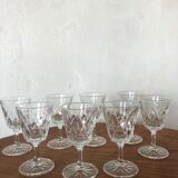 Set of 8 small walking glasses, made of chiseled glass