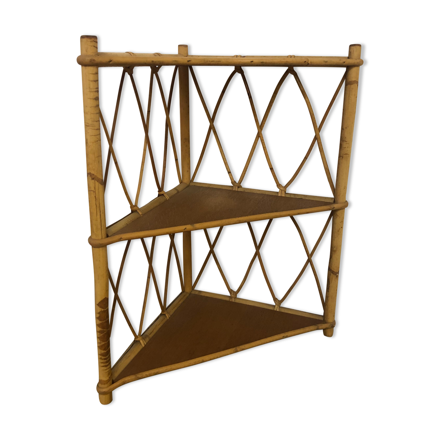 Rattan corner shelf