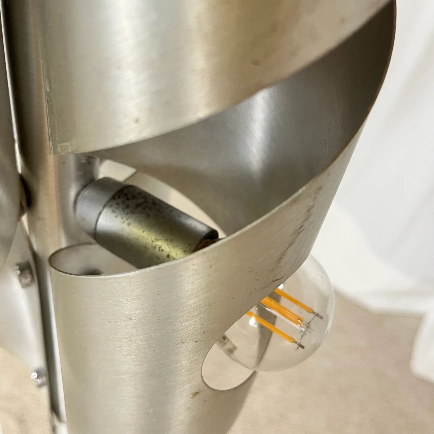 Brushed aluminium floor lamp, Space Age style, 1970s