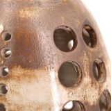 Large brown ceramic lamp signed, 1970s