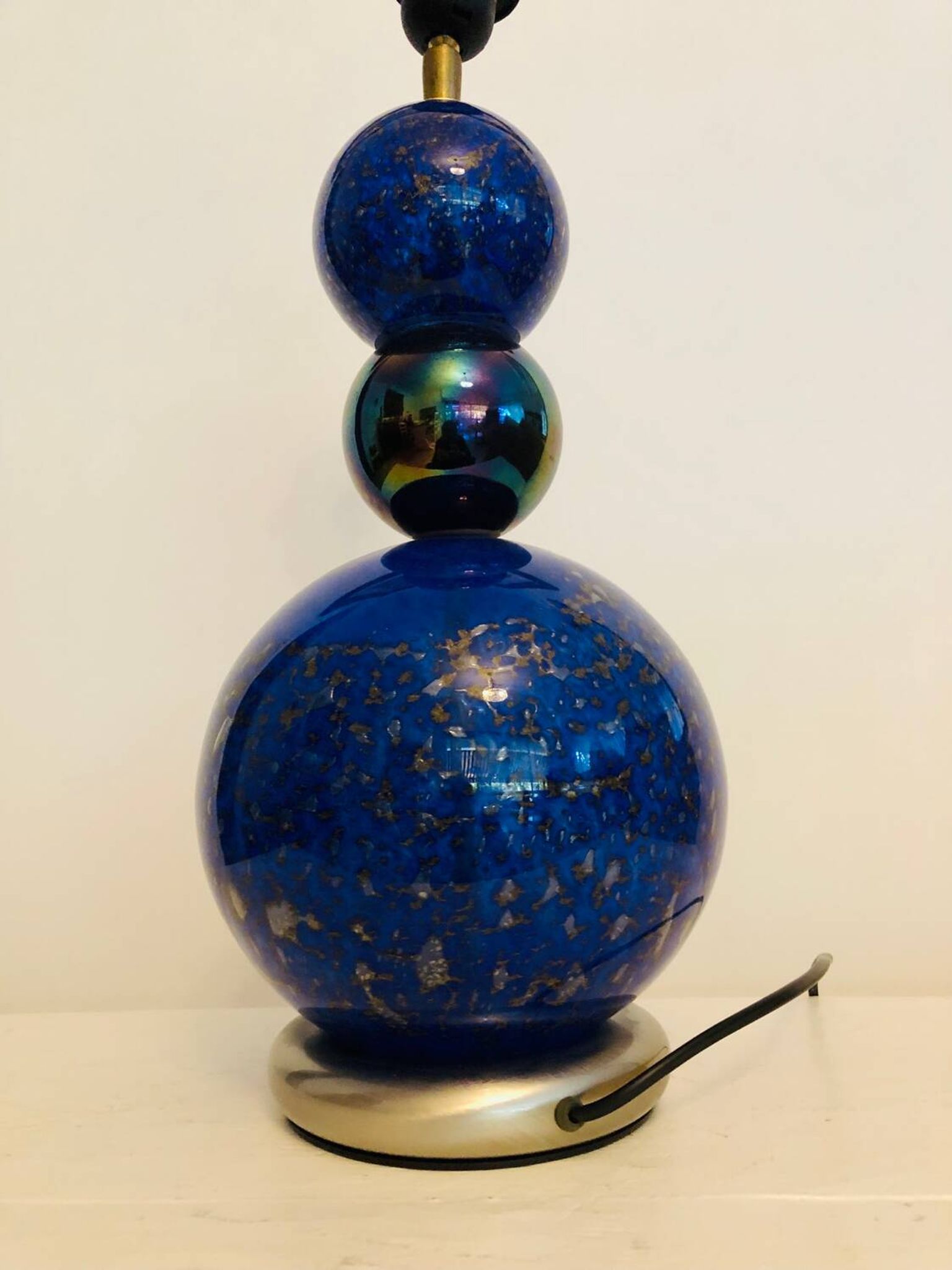 Vintage blue and gold blown glass lamp from the 80s/90s