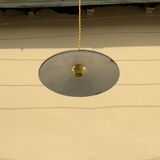 Suspension in green and white enamelled sheet metal gold threads and socket Indus Ferme