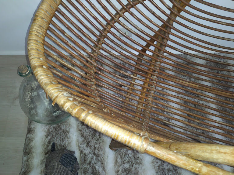 Vintage rattan cradle